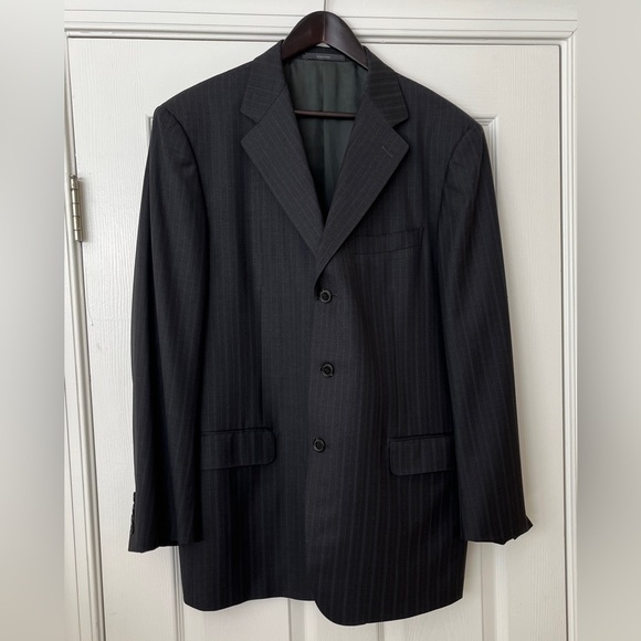 ERMENEGILDO ZEGNA Cashmere Wool Men's Suit Blazer Blue Pinstripe